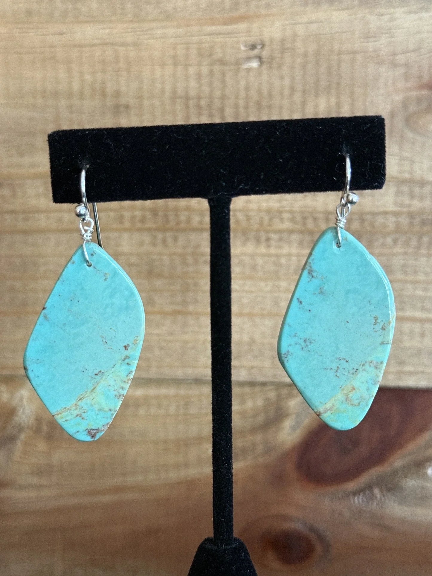 Turquoise & Sterling Silver Slab Dangle Earrings