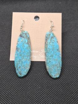 Turquoise Slab Earrings 2"