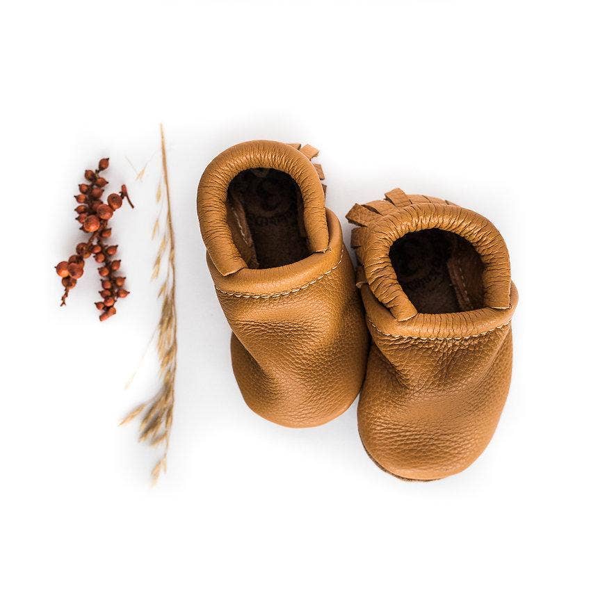 Honey Leather Infant Baby Moccasins & Toddler Kids Shoes: 3M