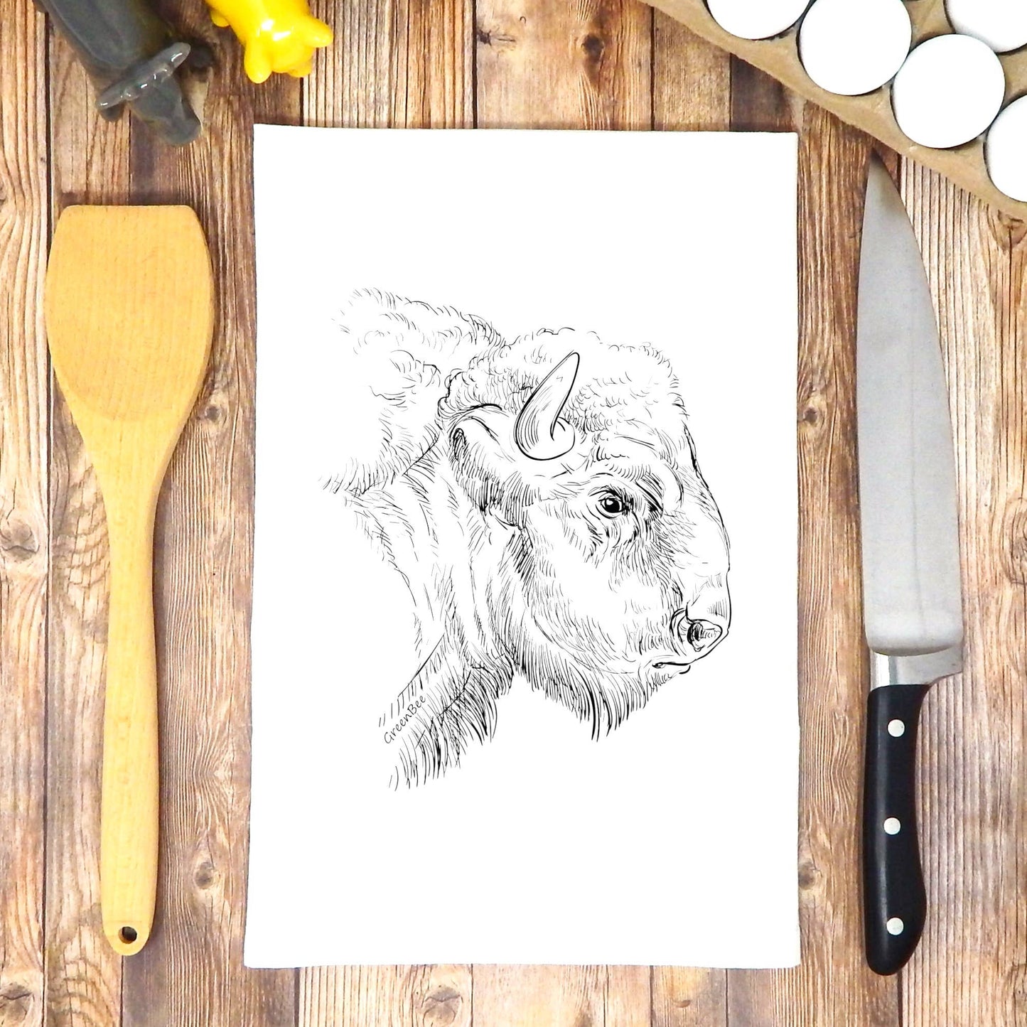 Buffalo Dish Towel | Tea Towels | Bison Head Kitchen Towel
