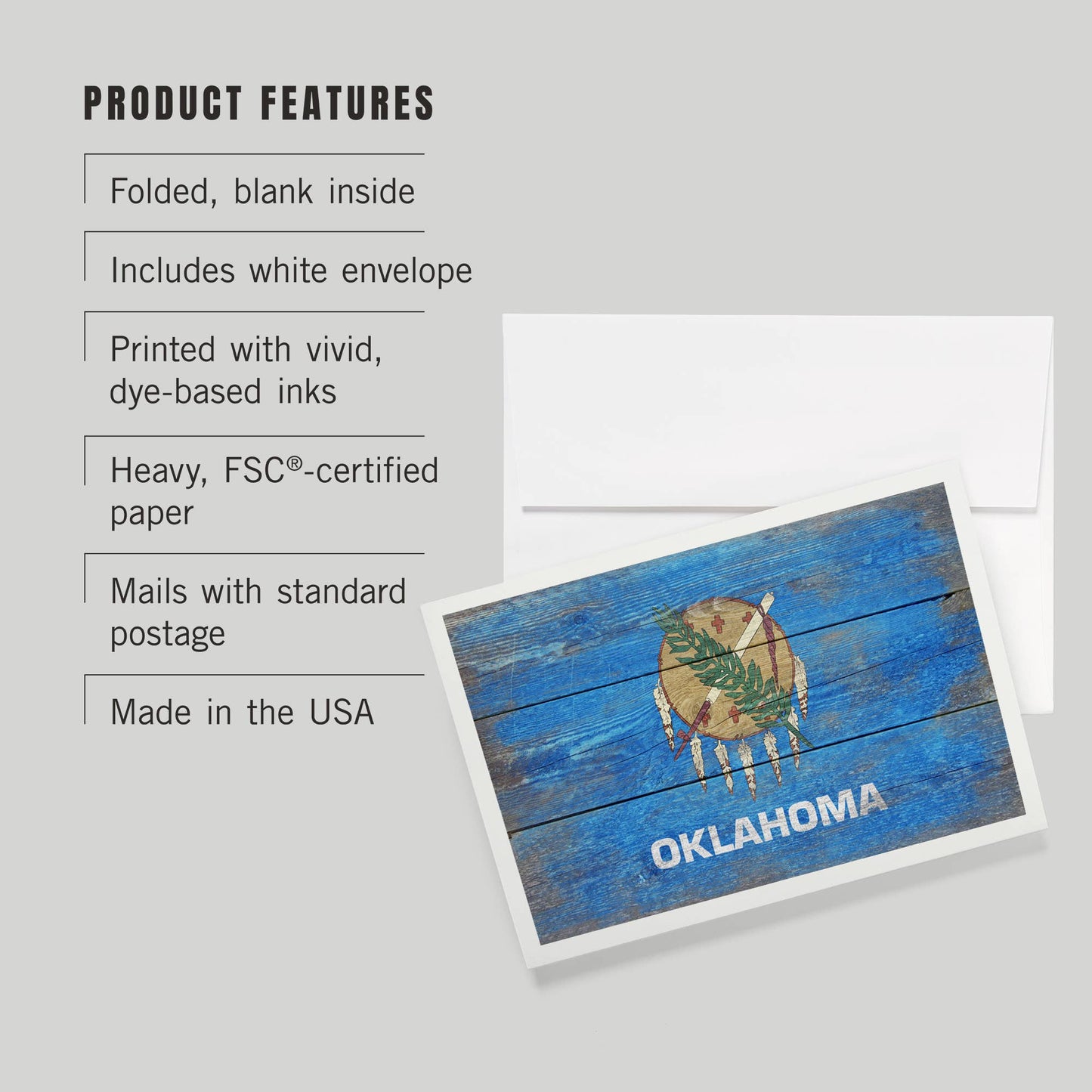 NOTECARD Rustic Oklahoma State Flag
