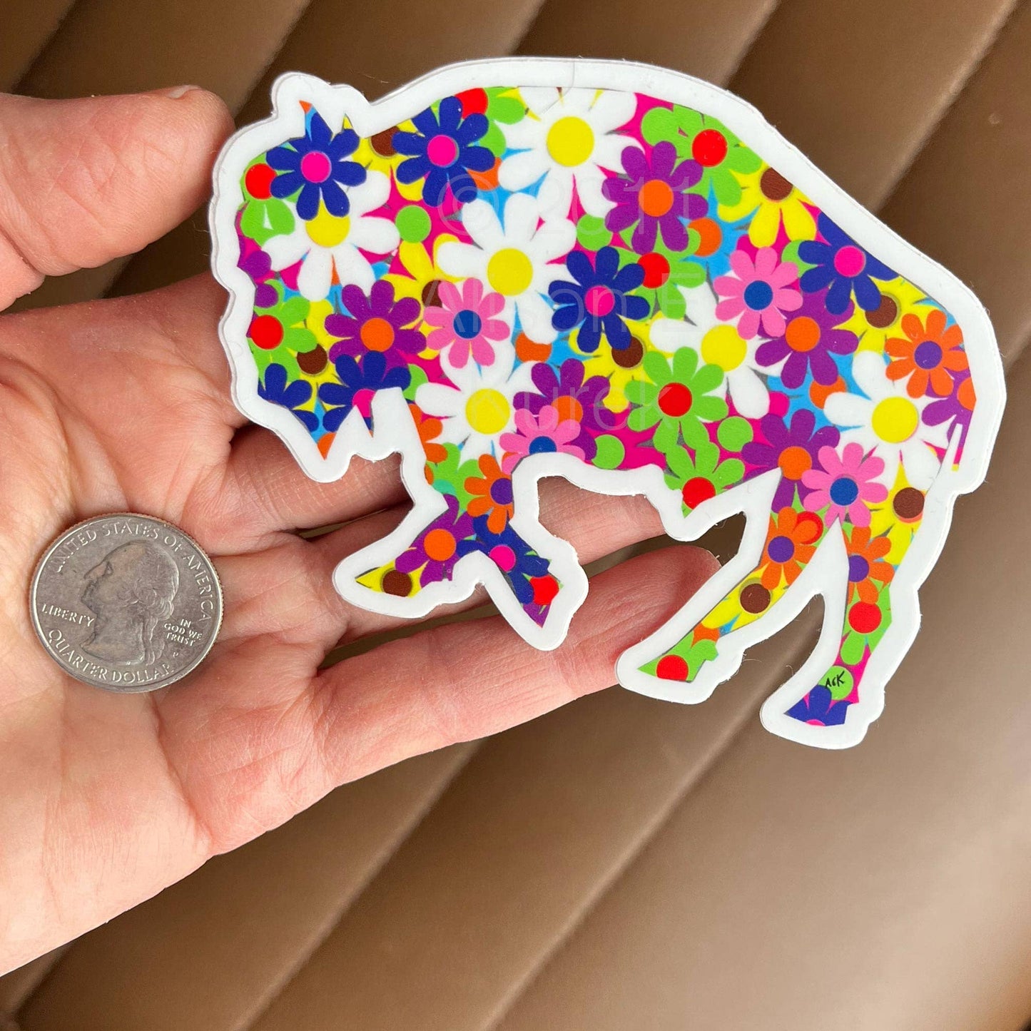 Flower Buffalo Die Cut Waterproof Vinyl Sticker