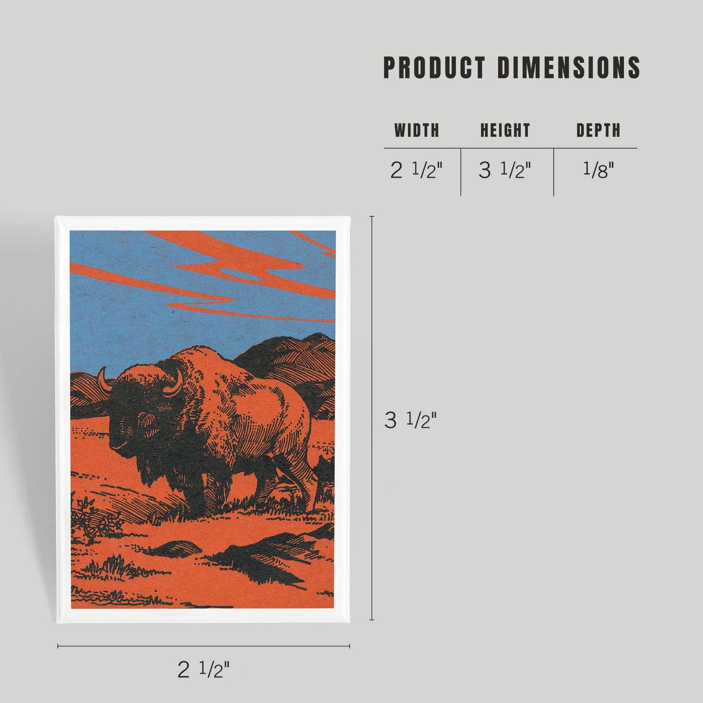 View of a Bison on the Prairie, Vintage: Magnet