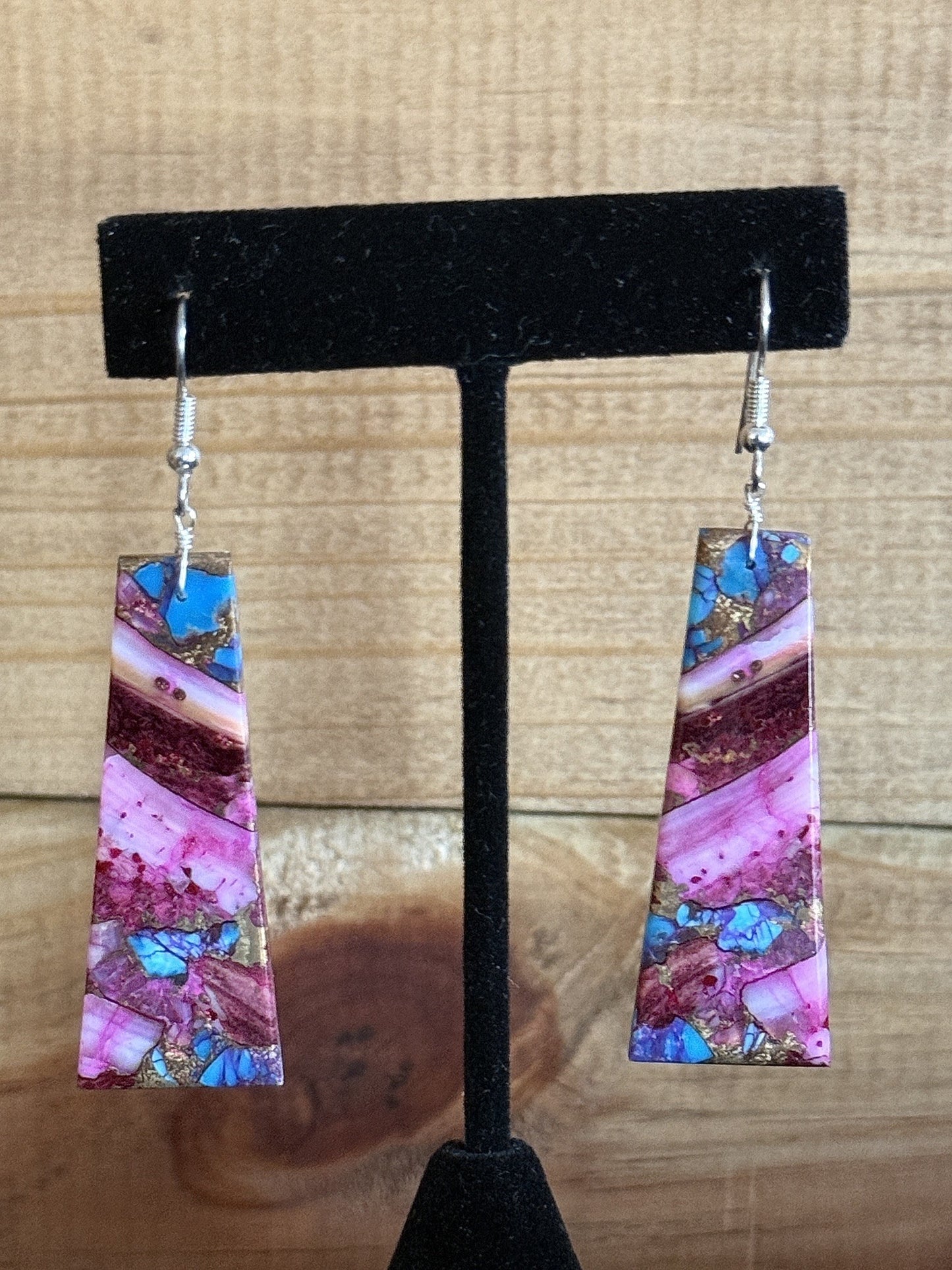 Pink Dahlia Sterling Silver Dandle Earrings