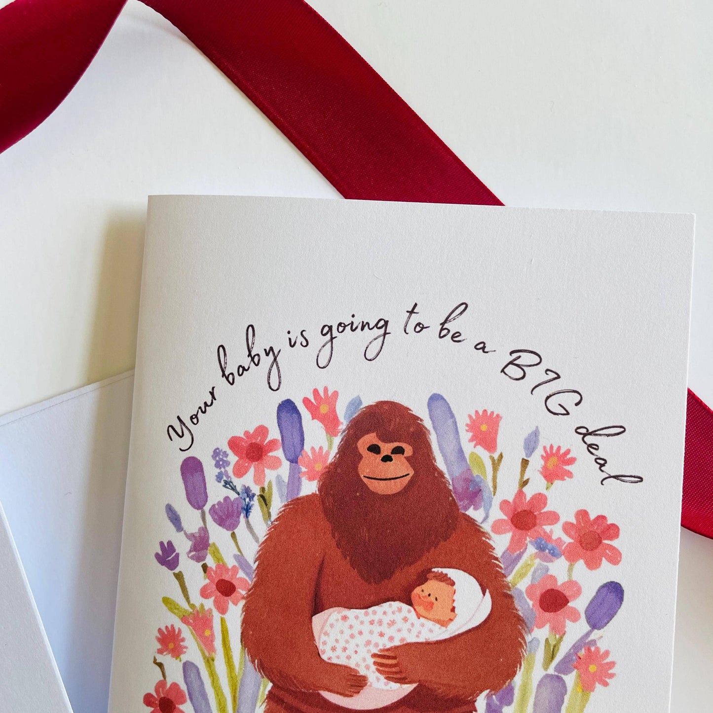 Bigfoot Baby Shower & Pregnancy Congratulations Card: White