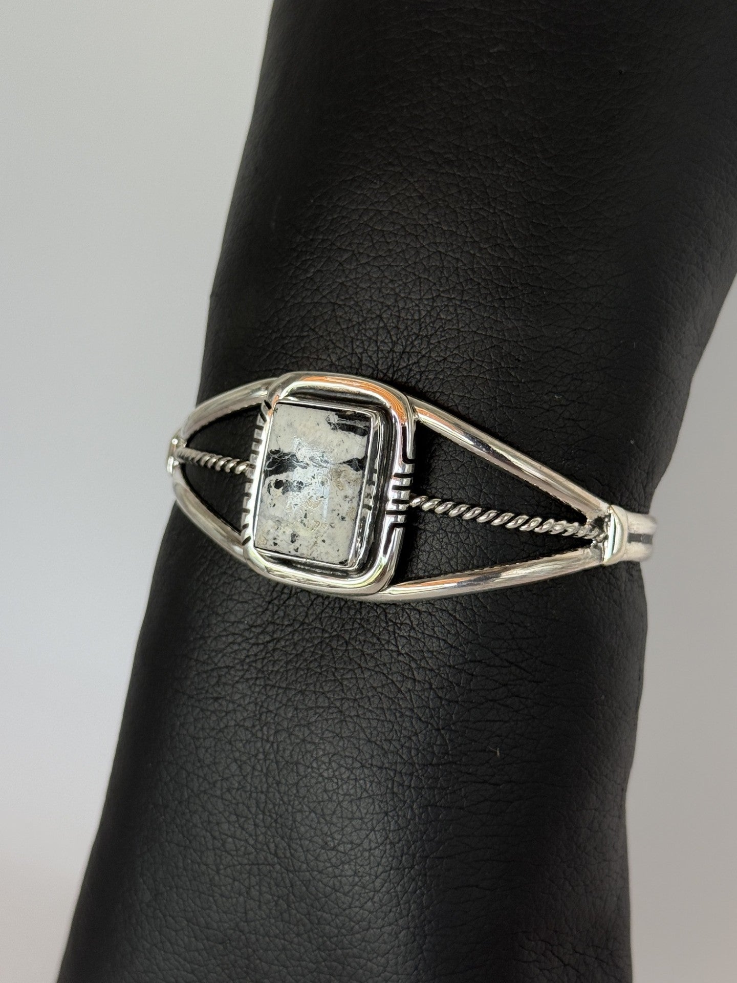 White Buffalo & Sterling Silver Cuff Bracelet