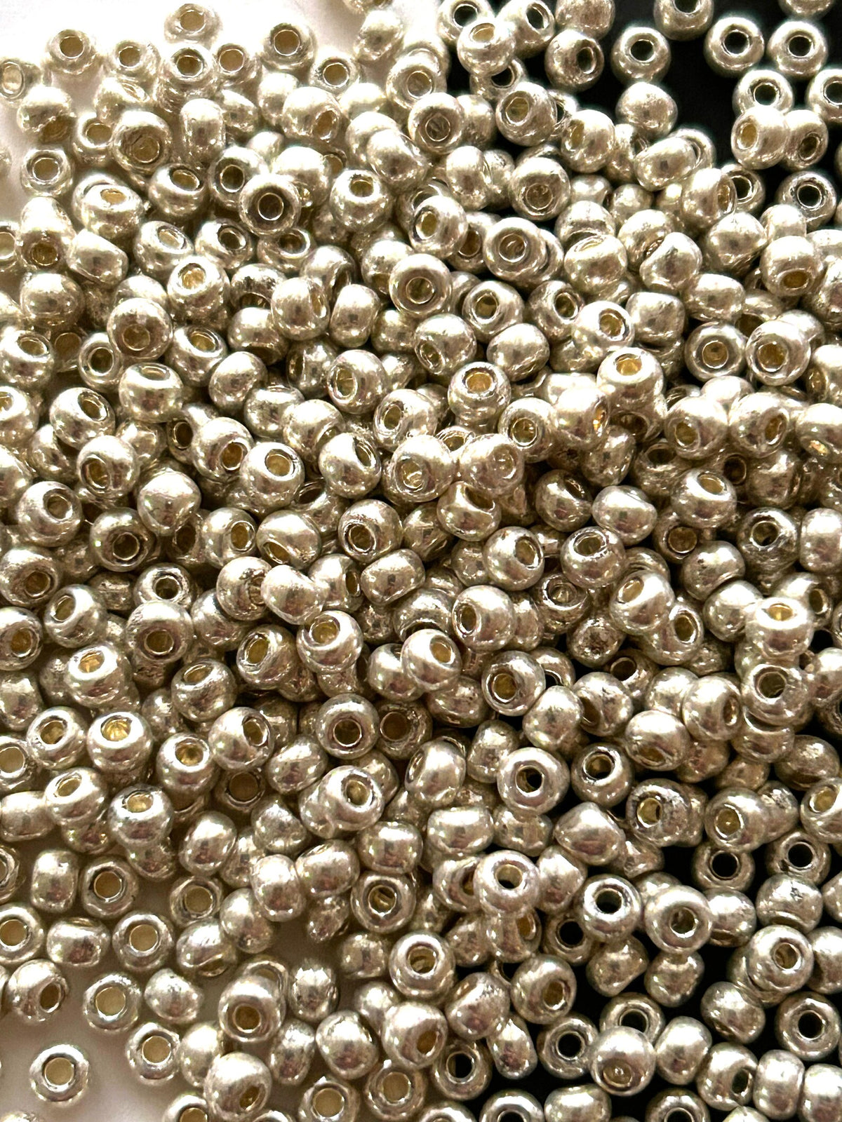 Glass Silver Pony Beads - Approx. 172pk