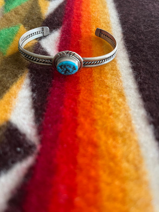 Silver and Turquoise Cuff with Rope Detail