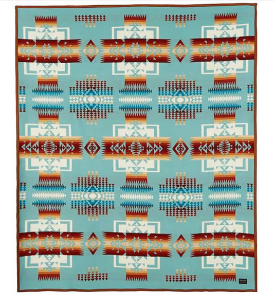 Pendleton Chief Joseph Robe Blanket; Aqua