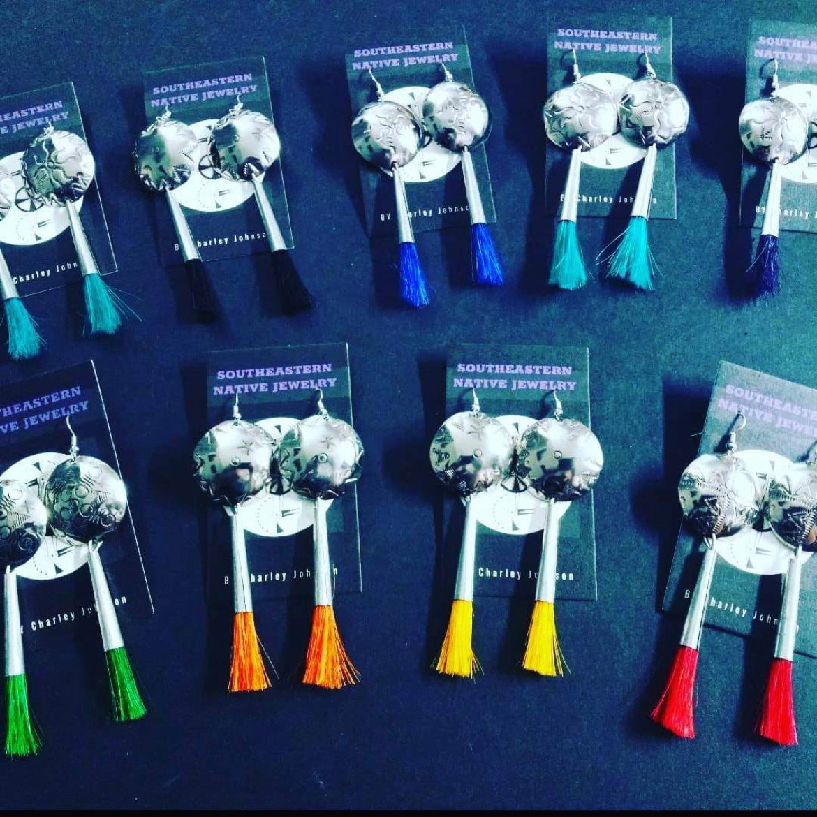 Charley Johnson Colored Horse Hair Earrings