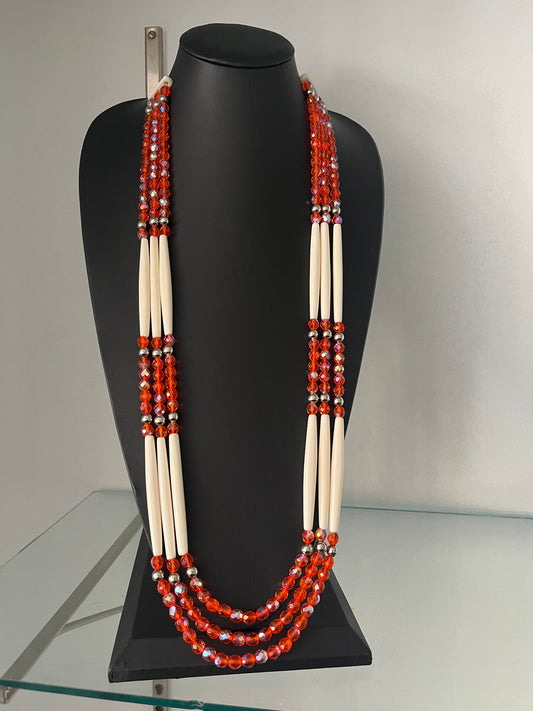 3 Strand Bone and Bead necklace