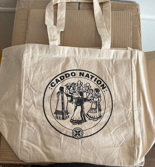 Natural Cotton Canvas Tote with Caddo Nation Seal