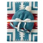 Pendleton Knit Baby Blanket & Beanie- Teal