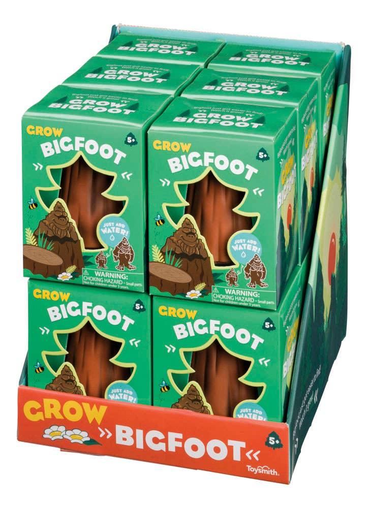 Grow Bigfoot toy kits in green boxes, fun science activity for kids, add water to grow