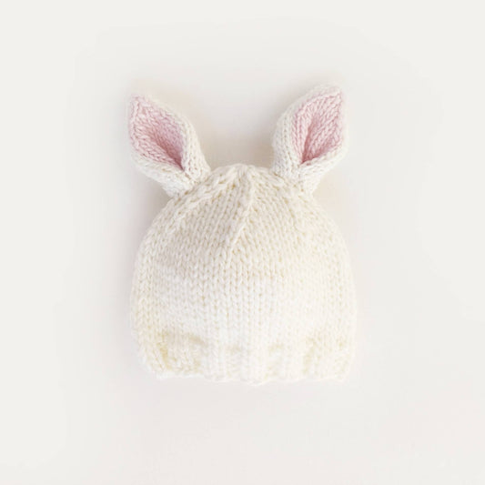 Bunny Ears White Beanie Hat: Small (0-6 months)