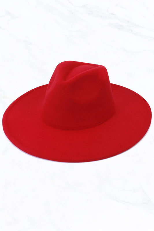 Big Brim Peach Heart Top Jazz Hat: Red
