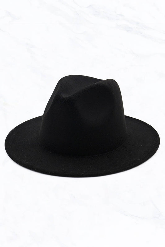 Retro Flat Fedora Hat: Black