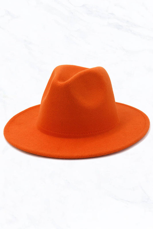 Retro Flat Fedora Hat: Orange