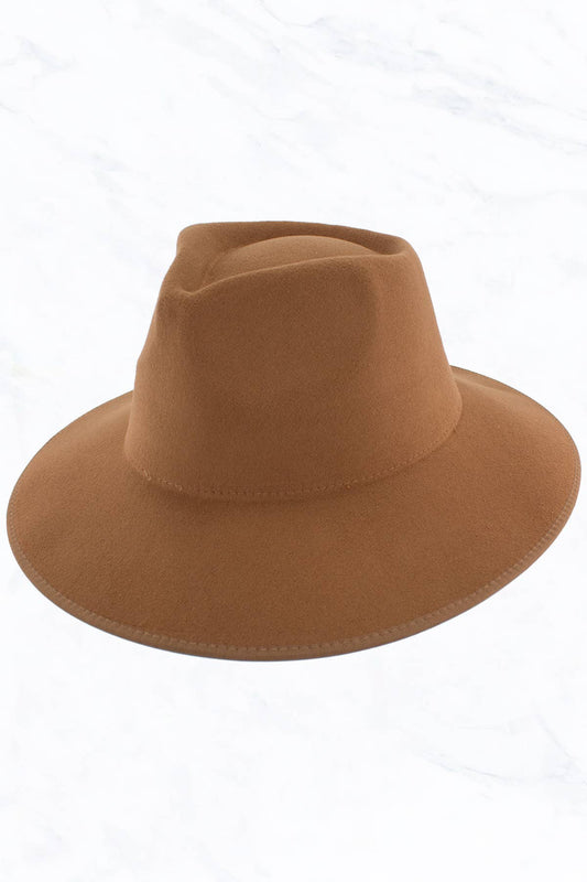 Wrap of Edge Teardrop Shape Top Big Brim Hat: Khaki