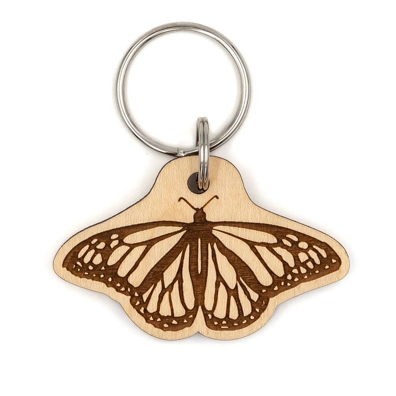 Wooden butterfly keychain with laser-cut wings, Native art craft supply