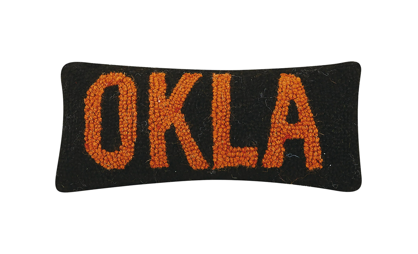 Black felt patch with orange embroidered 'OKLA' letters, Native American craft supply
