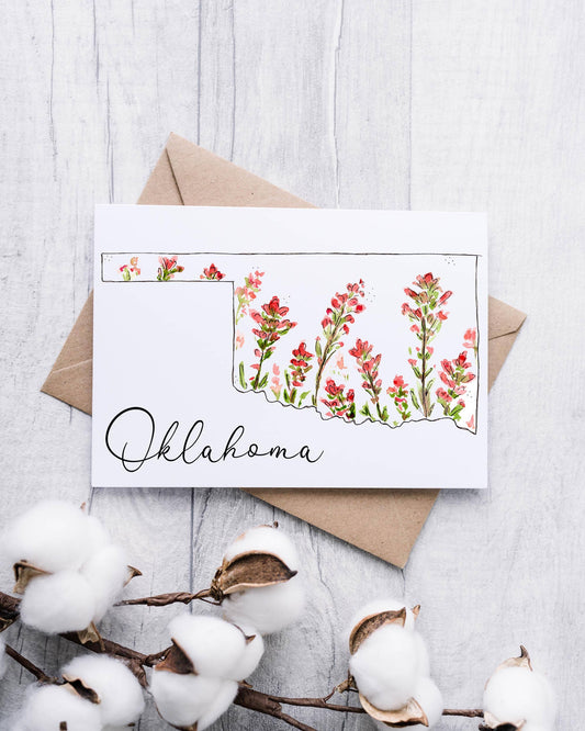 Oklahoma State Flower Indian Paintbrush, 5x7" Greeting Card