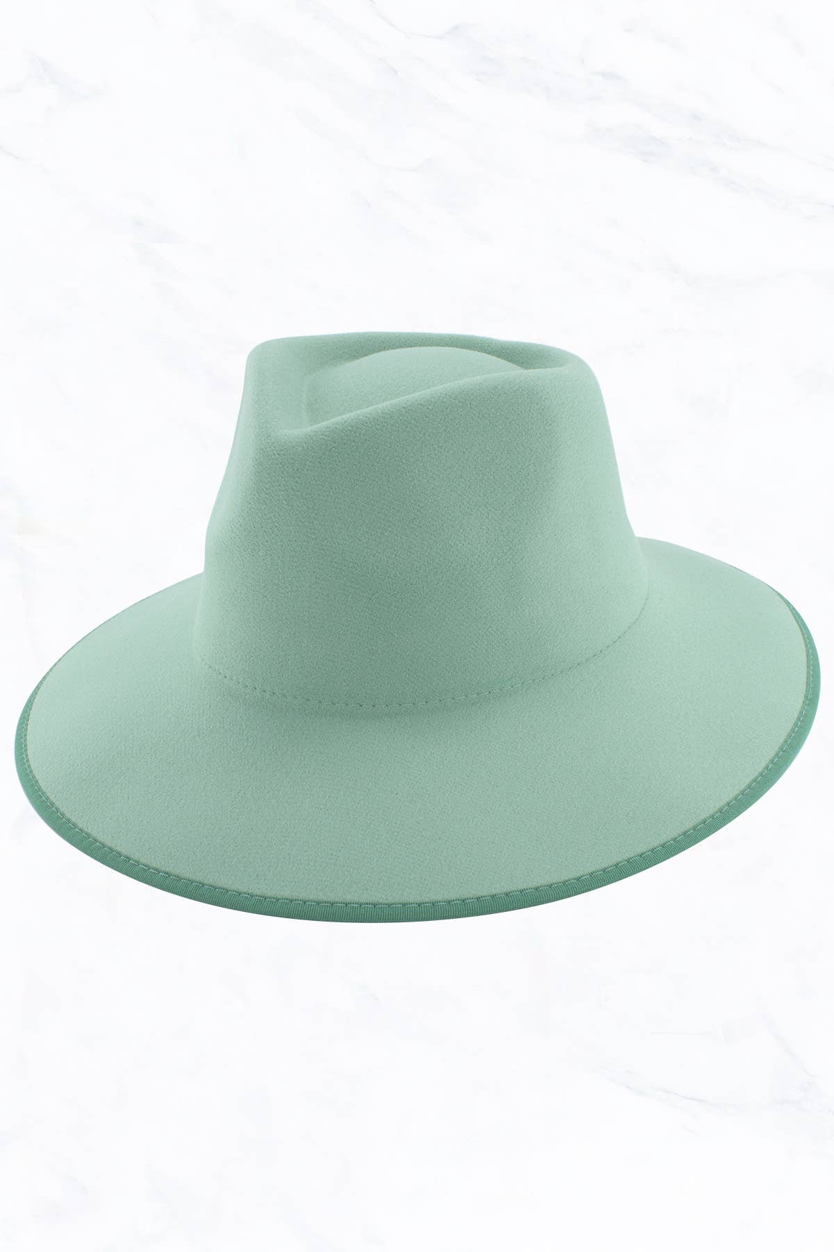 Wrap of Edge Teardrop Shape Top Big Brim Hat: Mint Green