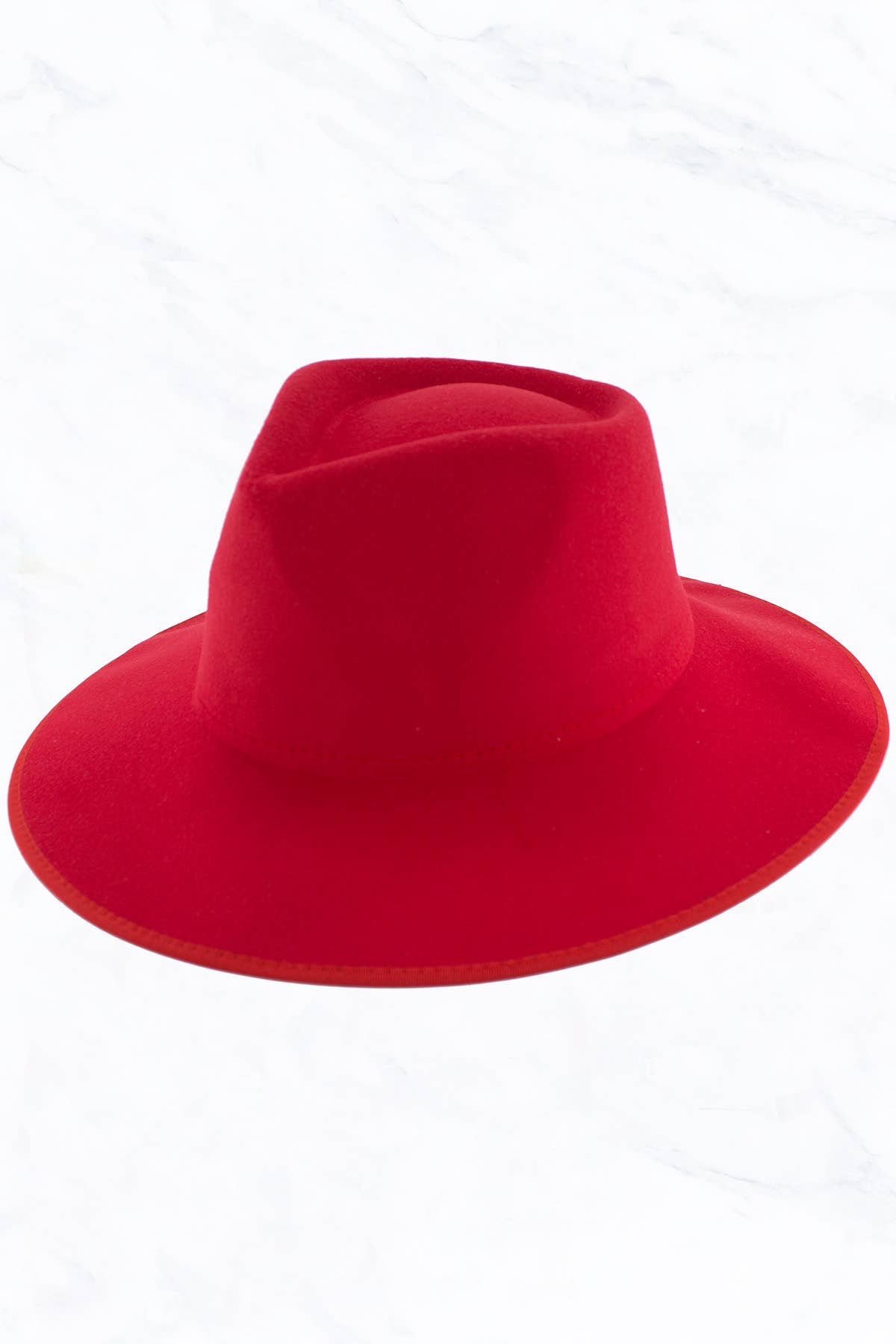 Wrap of Edge Teardrop Shape Top Big Brim Hat: Red