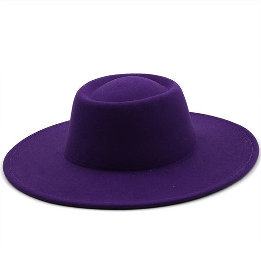 Concave Top Jazz Fedora Hat (Big Brim): Purple