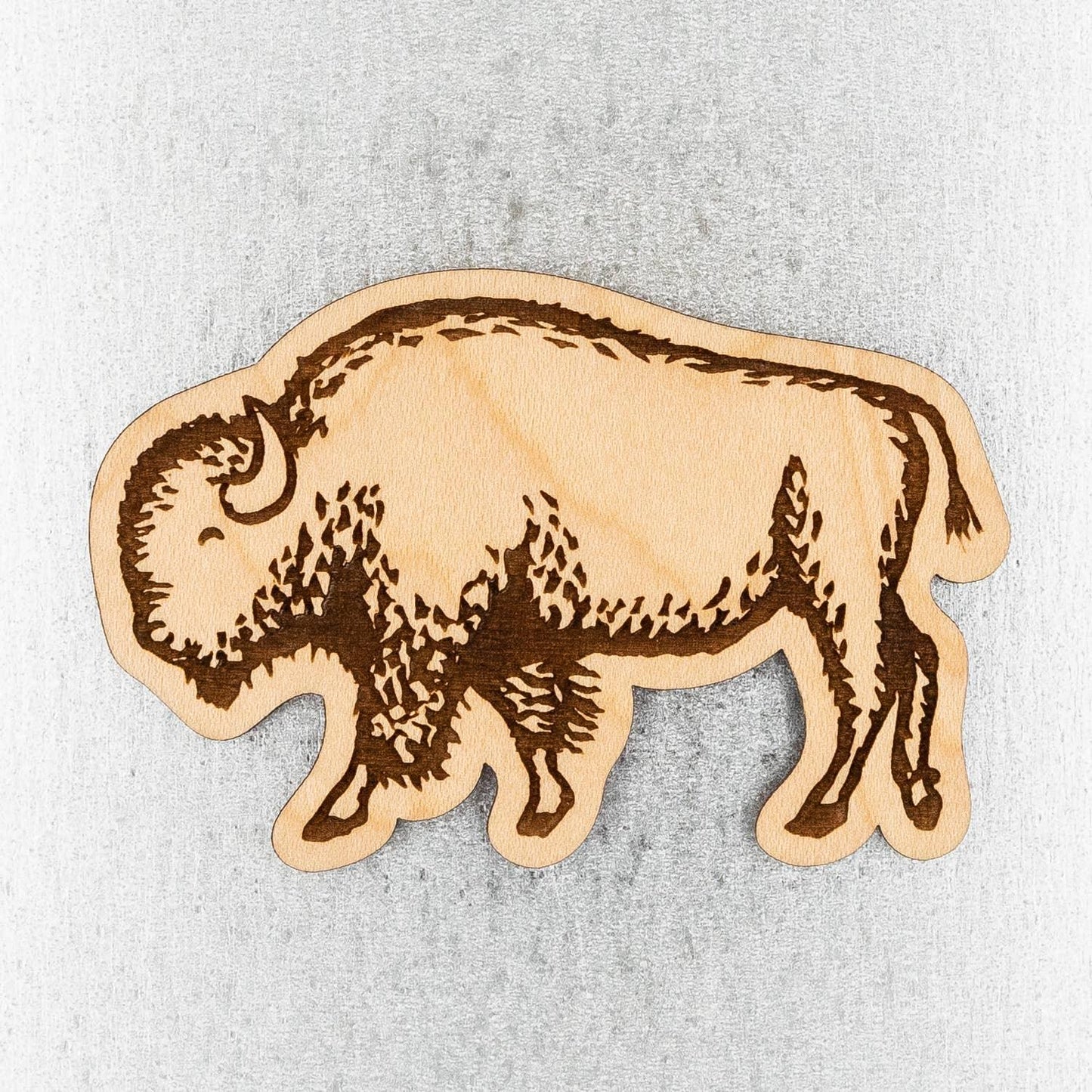 Laser-cut wooden buffalo art piece for Native crafts and decor