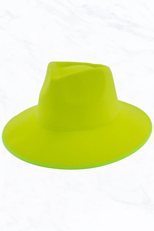 Wrap of Edge Teardrop Shape Top Big Brim Hat: Neon Green