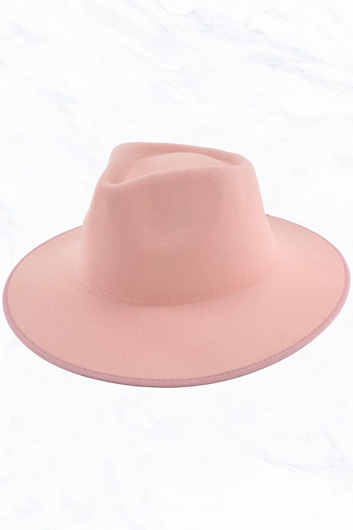 Soft pink wide-brimmed felt hat for traditional Native American crafts and attire
