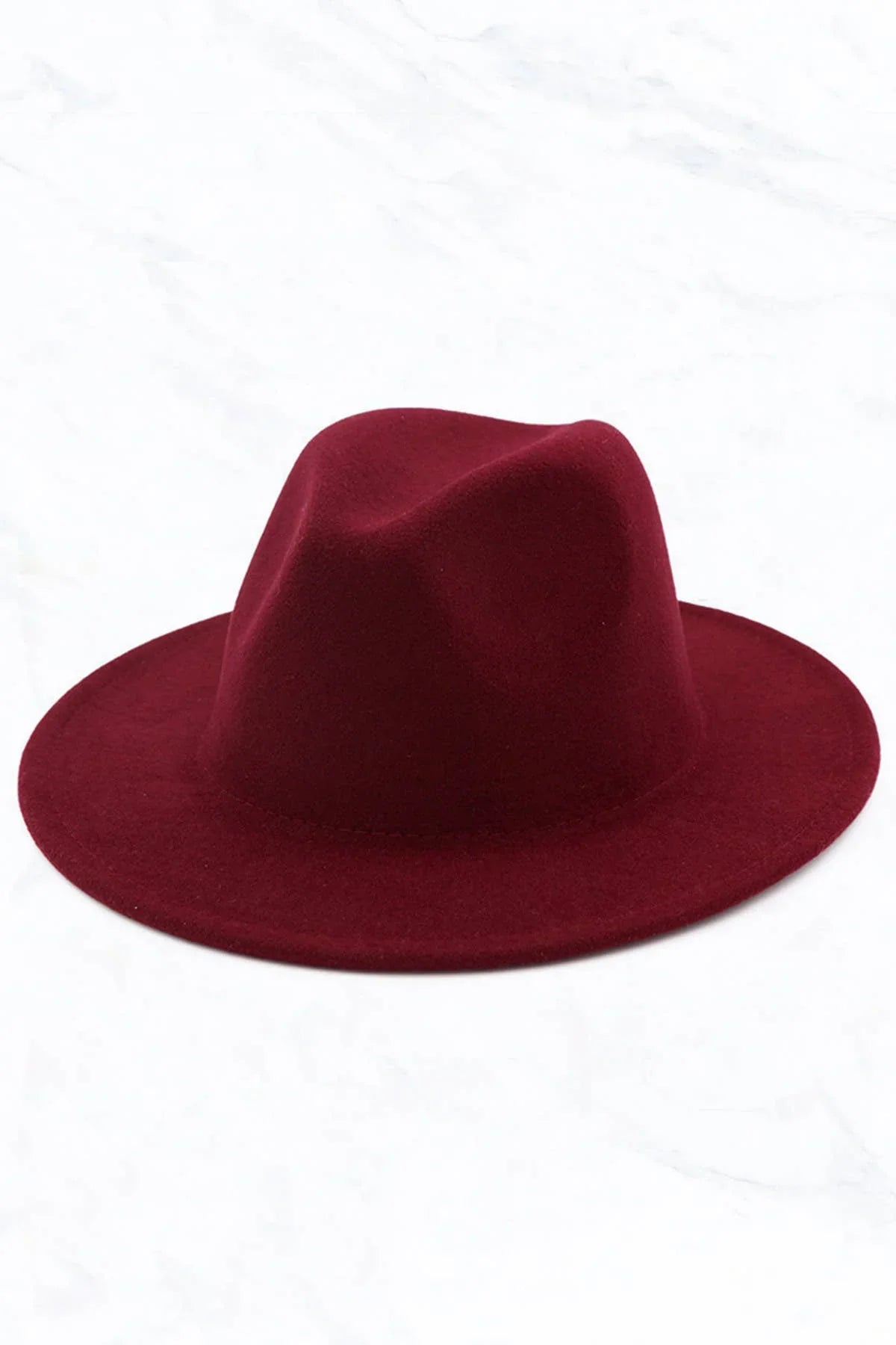Burgundy felt fedora hat for traditional Native American attire and crafts