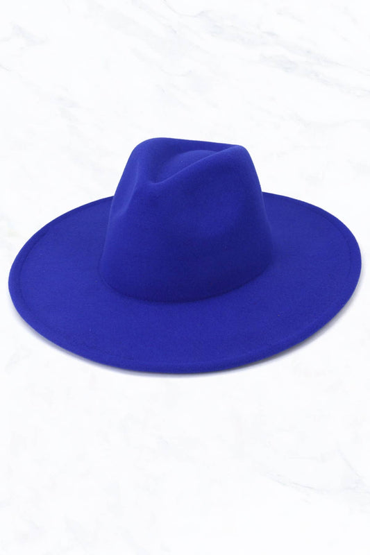 Big Brim Peach Heart Top Jazz Hat: Royal Blue
