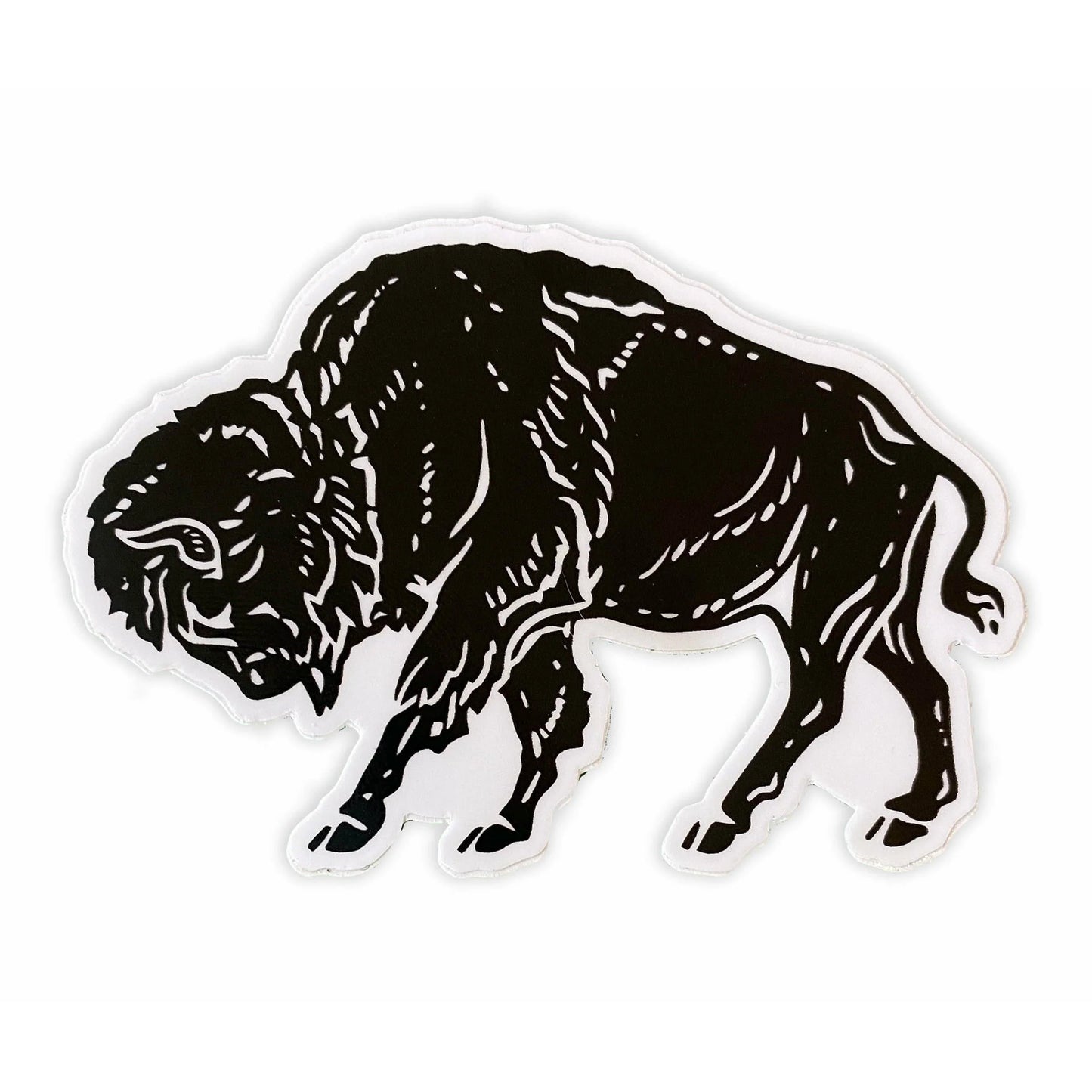 Black and white bison silhouette sticker for Native art crafts and traditional clothing supplies