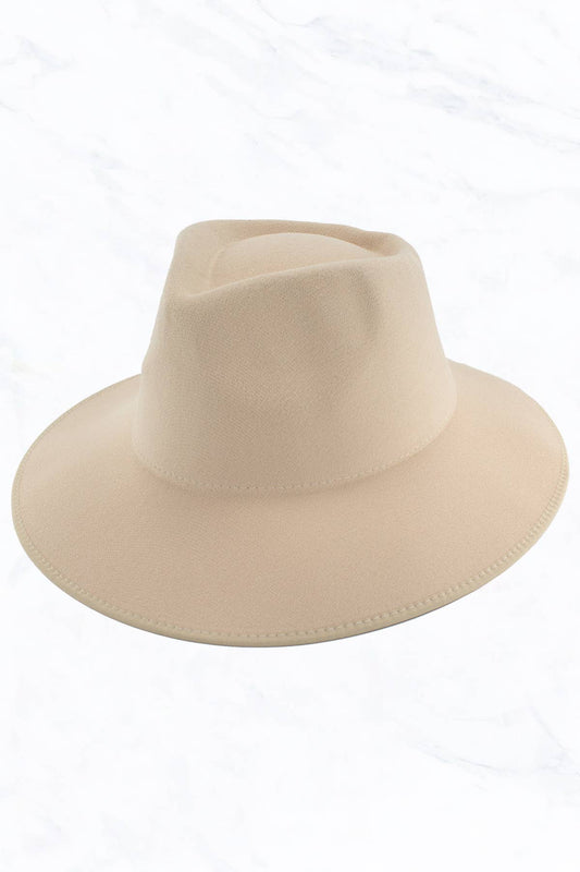 Wrap of Edge Teardrop Shape Top Big Brim Hat: Beige