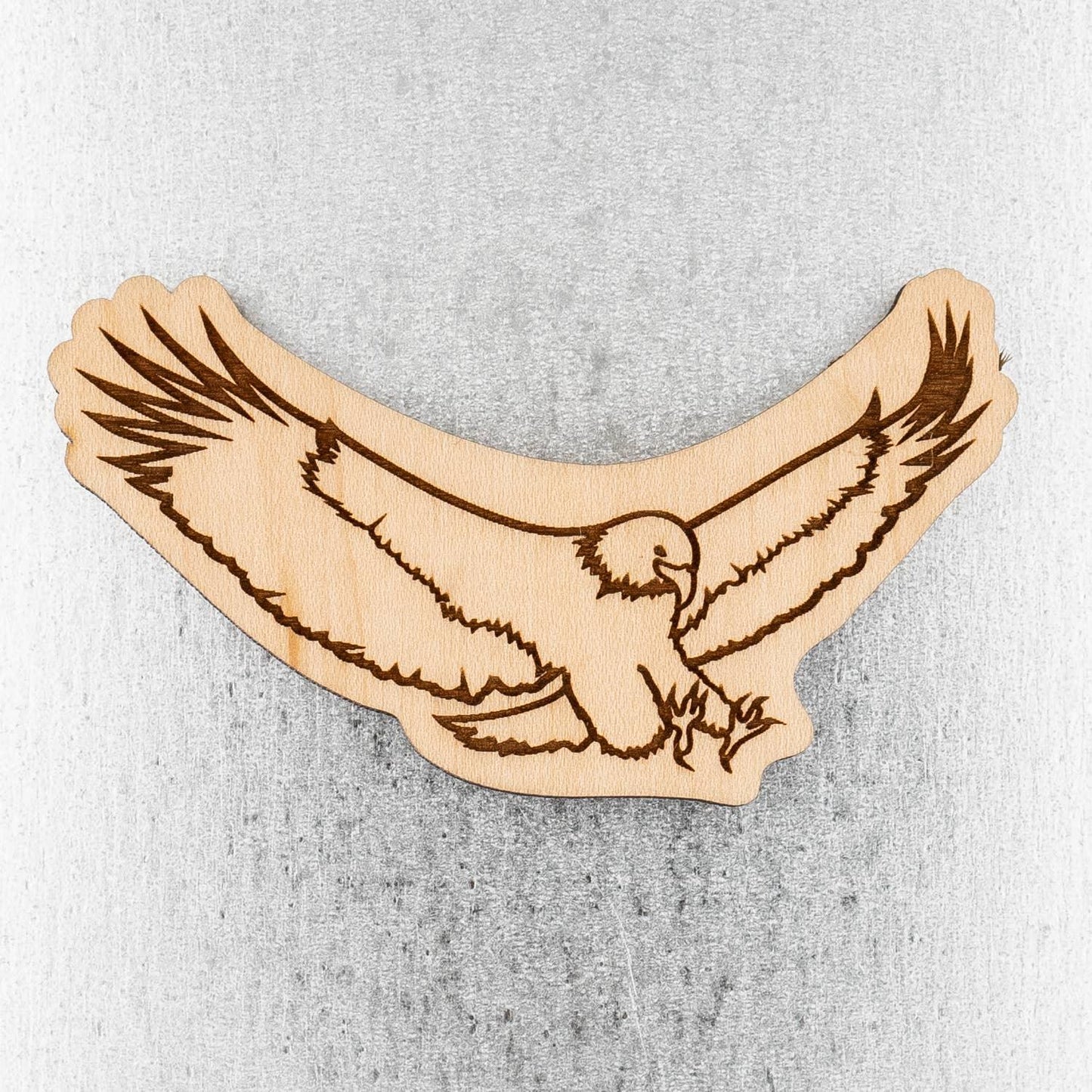 Laser-cut wooden eagle with spread wings, Native American art craft supply
