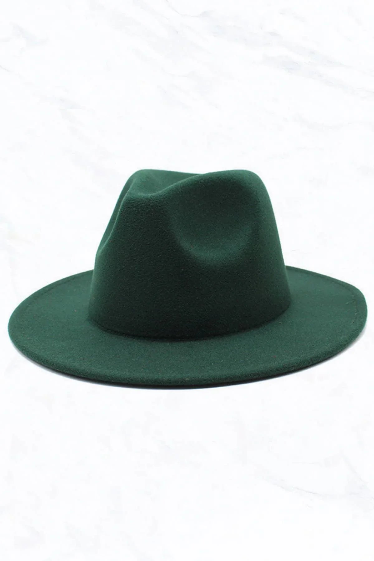 Dark green felt fedora hat for traditional Native American attire and crafts