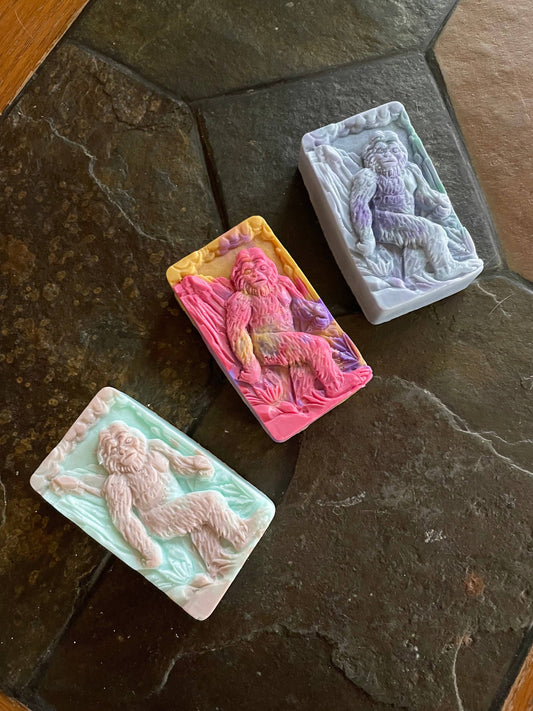 Bigfoot in forest soap bar