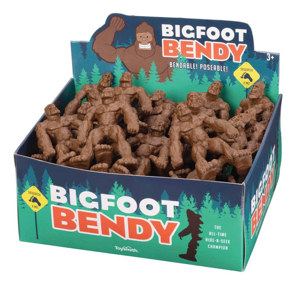 Bigfoot Bendy bendable poseable toy figures in forest-themed display box, perfect for play and collectibles.