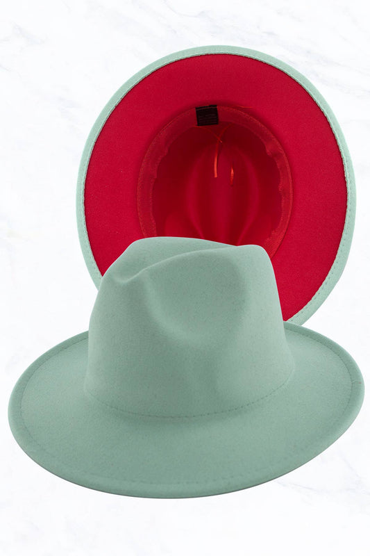 Women Double-Sided Color Matching Jazz Hat: Mint / Red