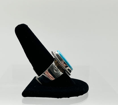 Men’s Turquoise and Sterling Silver Ring; Size 12