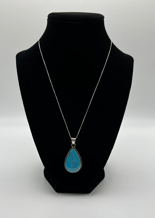 Turquoise and Sterling Silver Pendant with chain