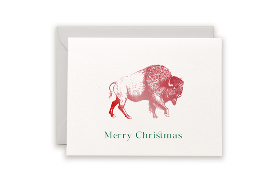 Merry Christmas Foil Buffalo Holiday Greeting Card