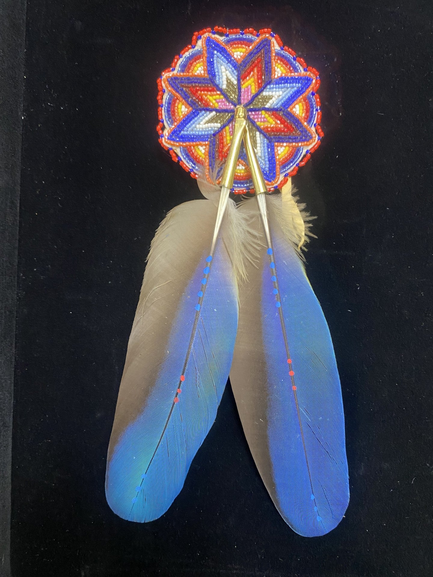 Large Beaded Feather Hair Ornament