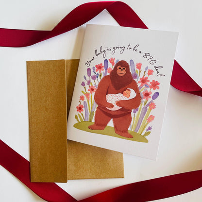 Bigfoot Baby Shower & Pregnancy Congratulations Card: White