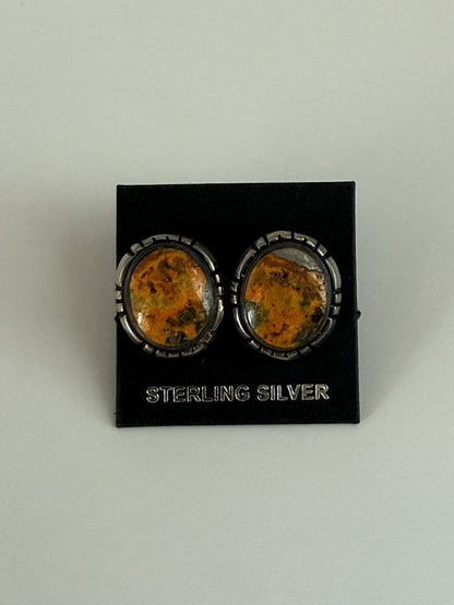 Bumblebee Jasper & Sterling Silver Stud Earrings