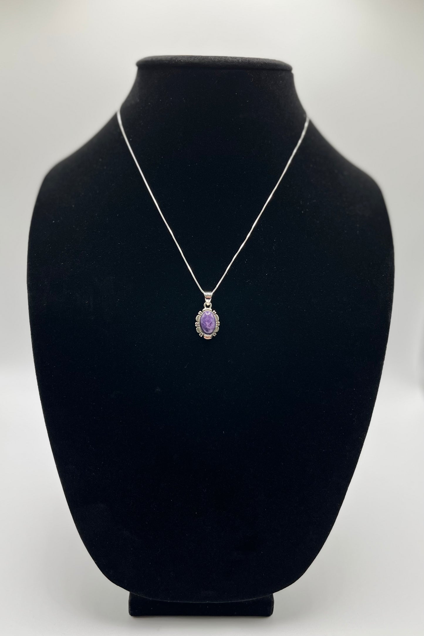 Charoite and Sterling Silver Pendant with chain