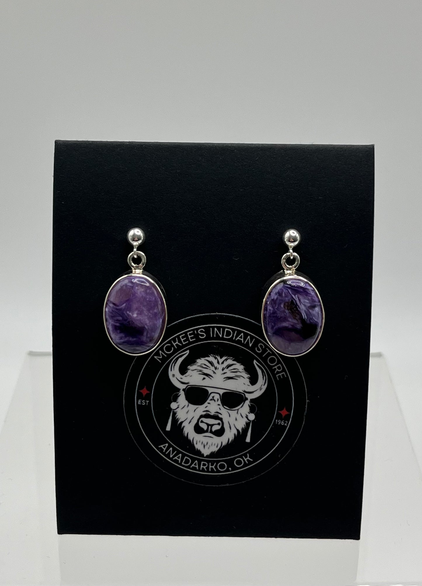 Charoite and Sterling Silver Earrings