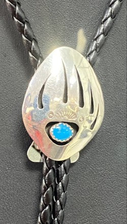 Sterling Silver & Turquoise Bear Paw Bolo